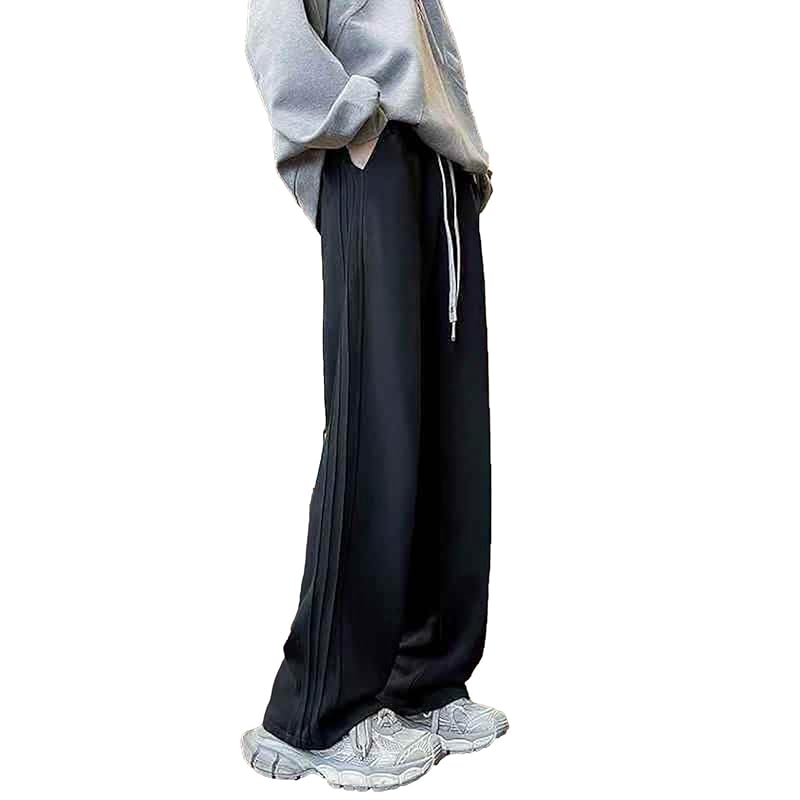 

[ReiLuana] jersey sweatshirt Plain color man and woman Dual use pants pants long Relaxing body shape cover (JP, alphabet, XL, black)