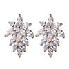 Exquisite Luxury Geometry Full of Zircons Shining Leaves Shape Stud Earring for Women Korea Temperament Jewelry Accessory Gifts
