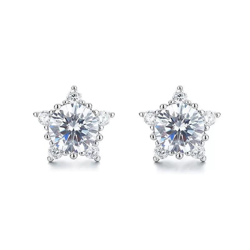 2026 Snowflake Love Stud Earrings 925 Silver Color Diamond Star Crown Castle Earrings
