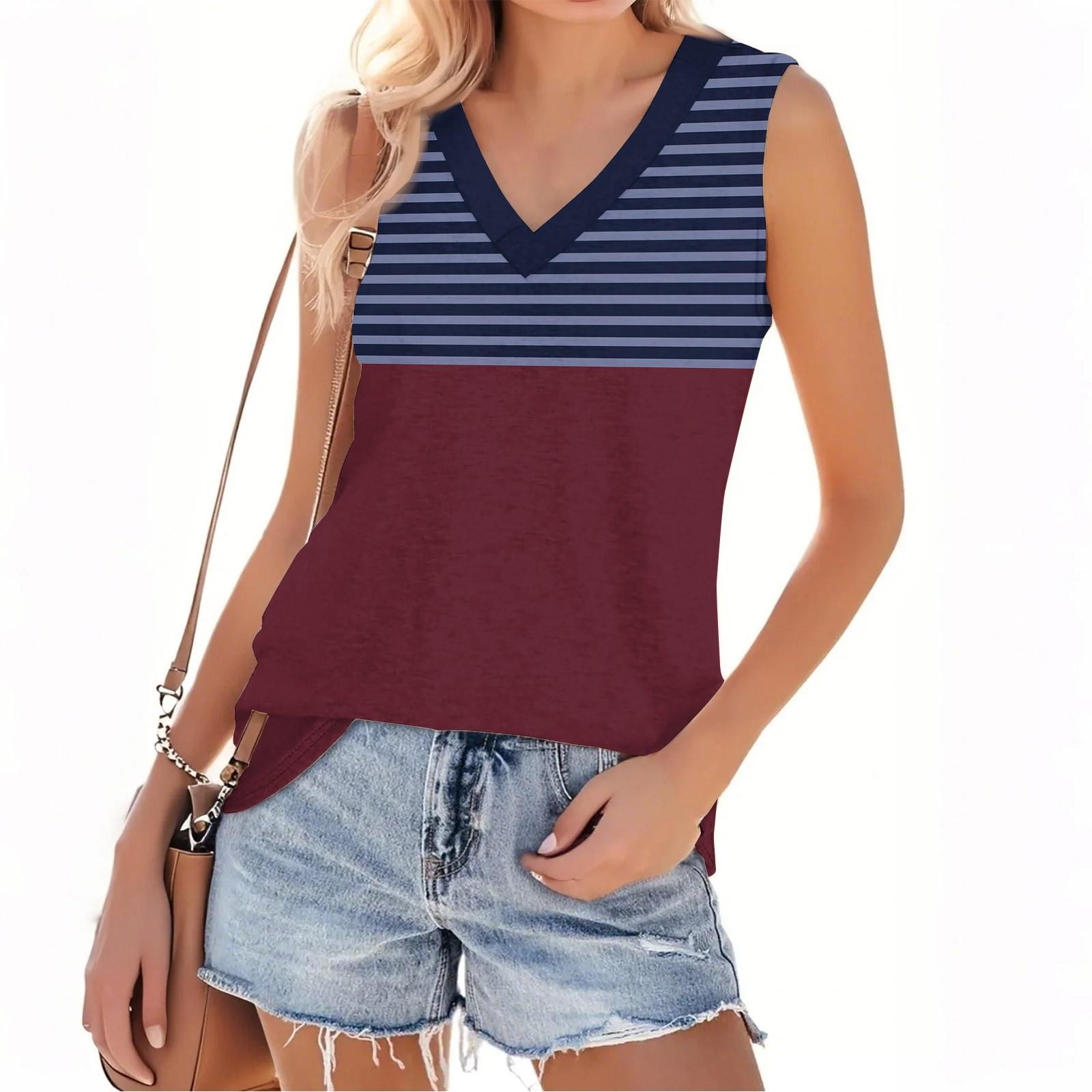 

Женская мода повседневный повседневный универсальный полосатый фактурный облегающий летний жилет-топ XXXXL тёмно-синий