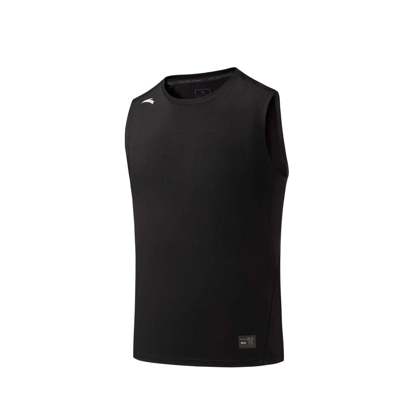 Anta Solid Color Round Neck Comfortable Breathable Versatile Casual Basketball Fitness Running Training Sports Knitted Vest Men tops Black 952627111-3 S
