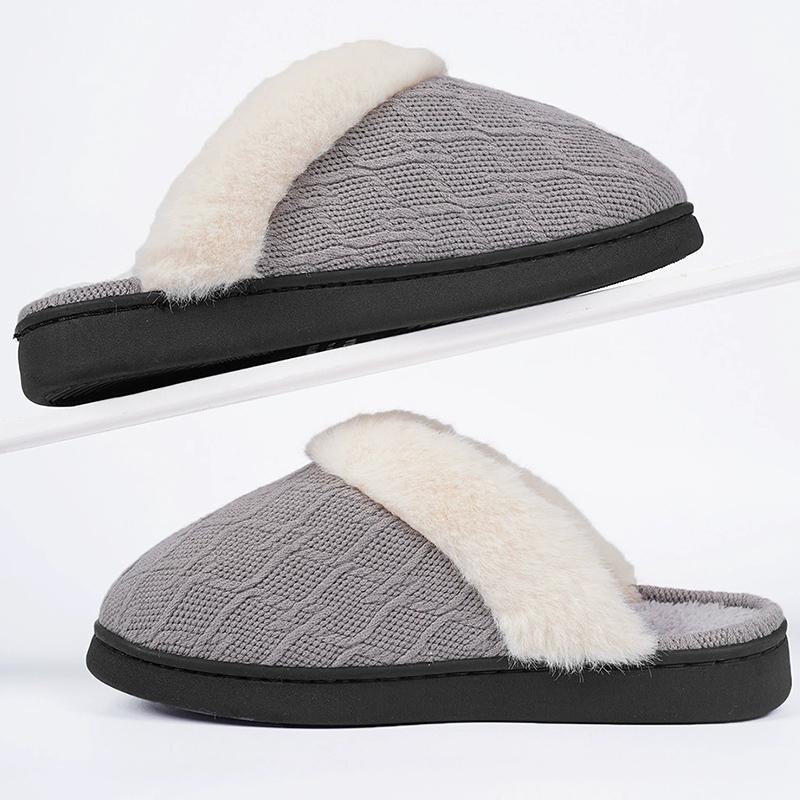 Fashion Slip On Platform Fur Slippers for Women Fashion Mix Color Furry House Cotton Slides Woman Light Non Slip Cotton Slippers Female