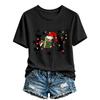 Damen Casual Weihnachten Bedrucktes Kurzarm-T-Shirt mit festlichem Feiertagsdesign