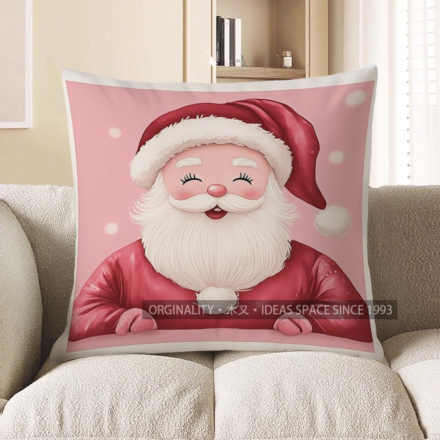 Home Decor Cute Santa Claus Pillow Cover For Festive Look Pattern Cushion Cover Suitable For Sofa Bedroom Car Pillow Cover