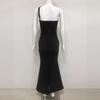 European and American new bandage women's clothing sexy neck luxury diamond-encrusted flower temperament slim bandage dress