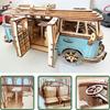 Retro Bus European-Style Campervan 3D Wooden Car Puzzle Diy Sailing Ship Airplane Building House Model Jigsaw Toys For Children