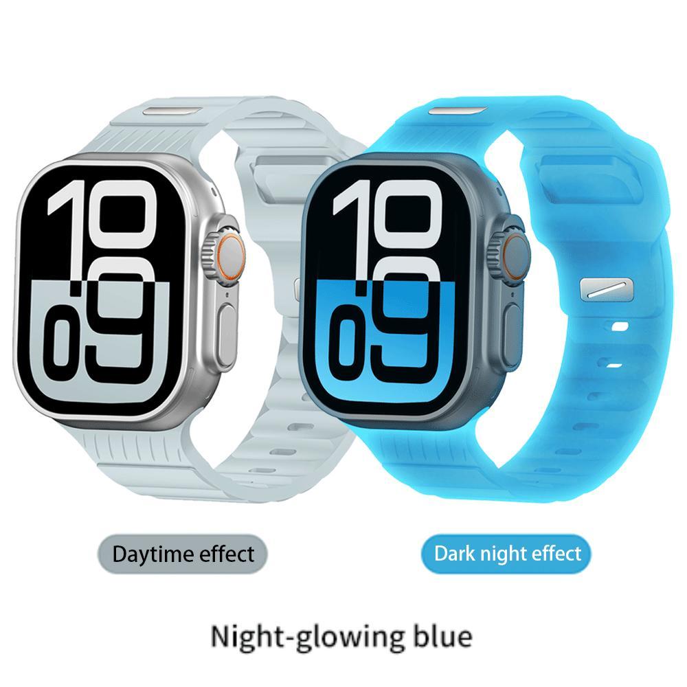 Night Glowing Sport Silicone Strap Correas Bracelet For Apple Watch Ultra Band for iWatch 42mm 44mm 45mm 46mm 49mm Watch Series 11 10 9 8 7 6 5 SE3