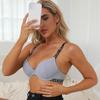 Underwear Letter Black Cotton Moulded with Steel Ring Fashion Adjustment Bra Simple Bra