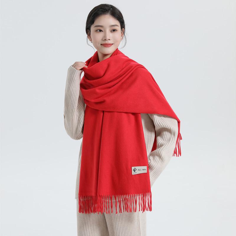 White Cashmere Scarf: Thickened, Solid Color, Versatile for Women & Men, Perfect for Autumn & Winter