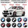 7 pezzi 45mm 68mm 74mm 82mm Emblema Anteriore Cofano Logo Auto Badge Posteriore Baule per E28 E32 E43 E52 E53 E63 E64 E93 E94 E87 F10 F20 F30