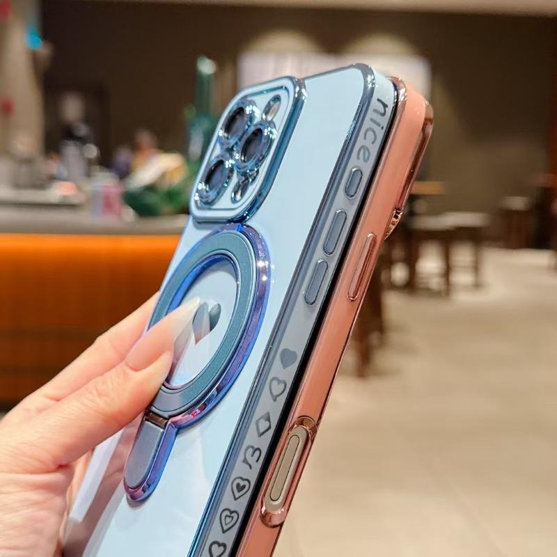 Plating TPU With a wrist strap Case For iPhone16 15 14 13 12 16 Pro Max Plus iPhone11 Covers With Stand Holder Female Girl Women