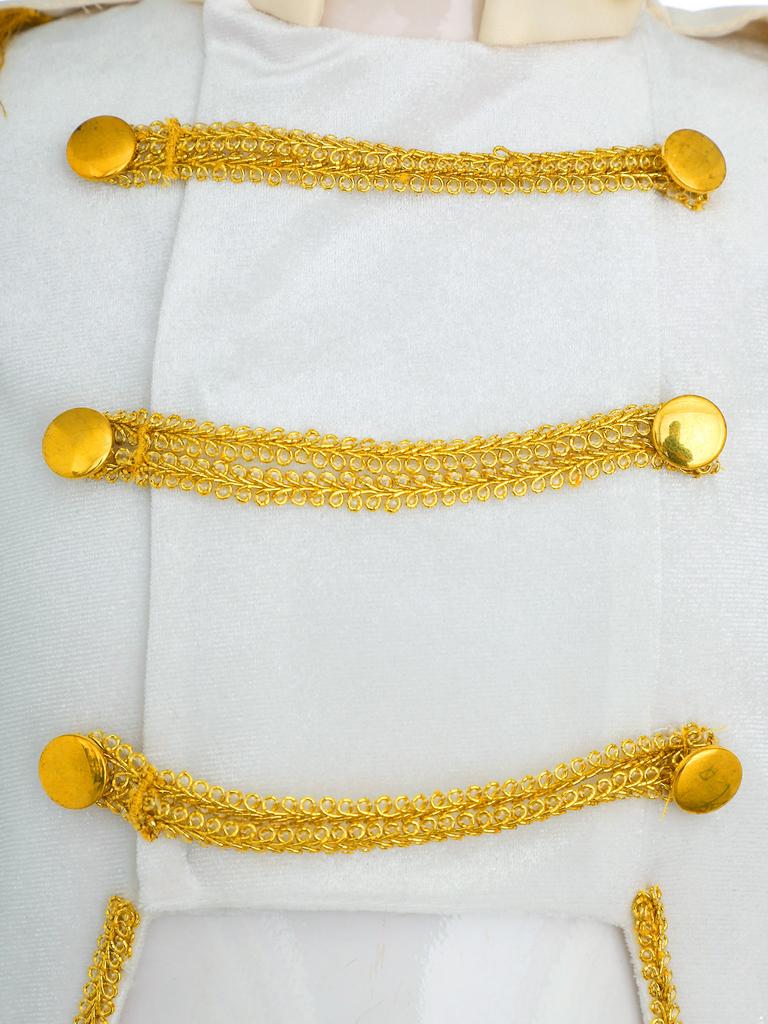 Boys Prince Costume Long Sleeve Gold Fringe Braiding Velvet Tailcoat Royal Court Style Outfit Head Accessory