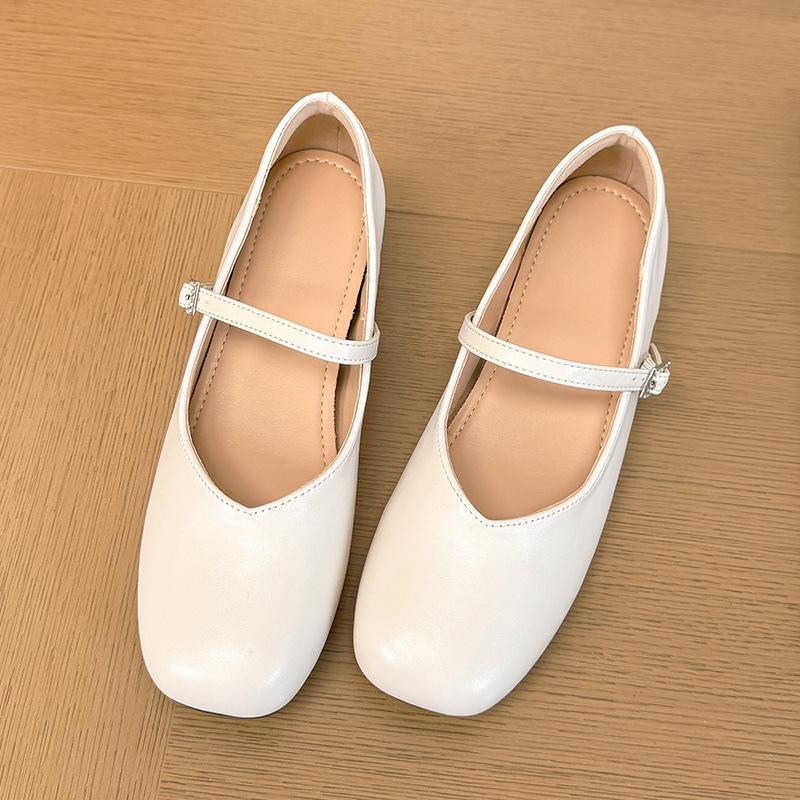 Summer new single shoes women's new soft leather shallow mouth with skirt gentle ballet flat shoes
