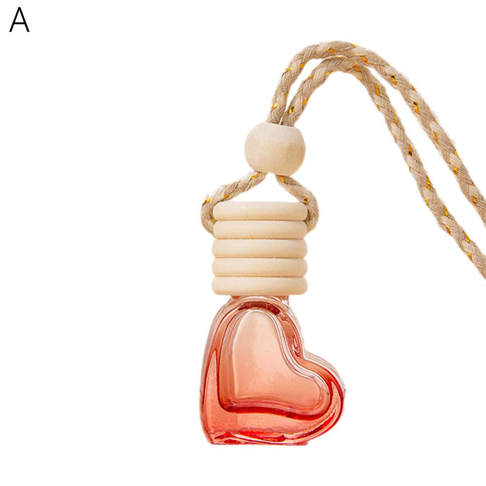 Car Interior Hanging Decor Heart Shaped Aromatherapy Bottle 6ml Essential Oil Diffuser Fragrance Air Freshener Car Accessories