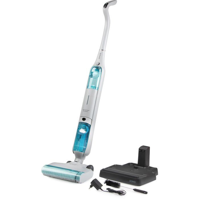 Aspirateur balai laveur - DOMO DO253SW - 10 000 Pa - 35 min - 75 m² - 450 ml - Blanc / Bleu