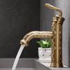 Antique Carved Bathroom Faucet Brass Basin Faucet Bathroom Basin Faucet Copper Tap Rotate Hot & Cold Water Mixer Tap Crane