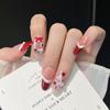 Red Wreath Cat Eye Bow French Christmas Nail Art Stickers - Handmade, Wearable, New Style