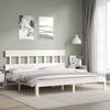 VidaXL Bed Frame with Headboard White 200x200 Cm Solid Wood 3193617