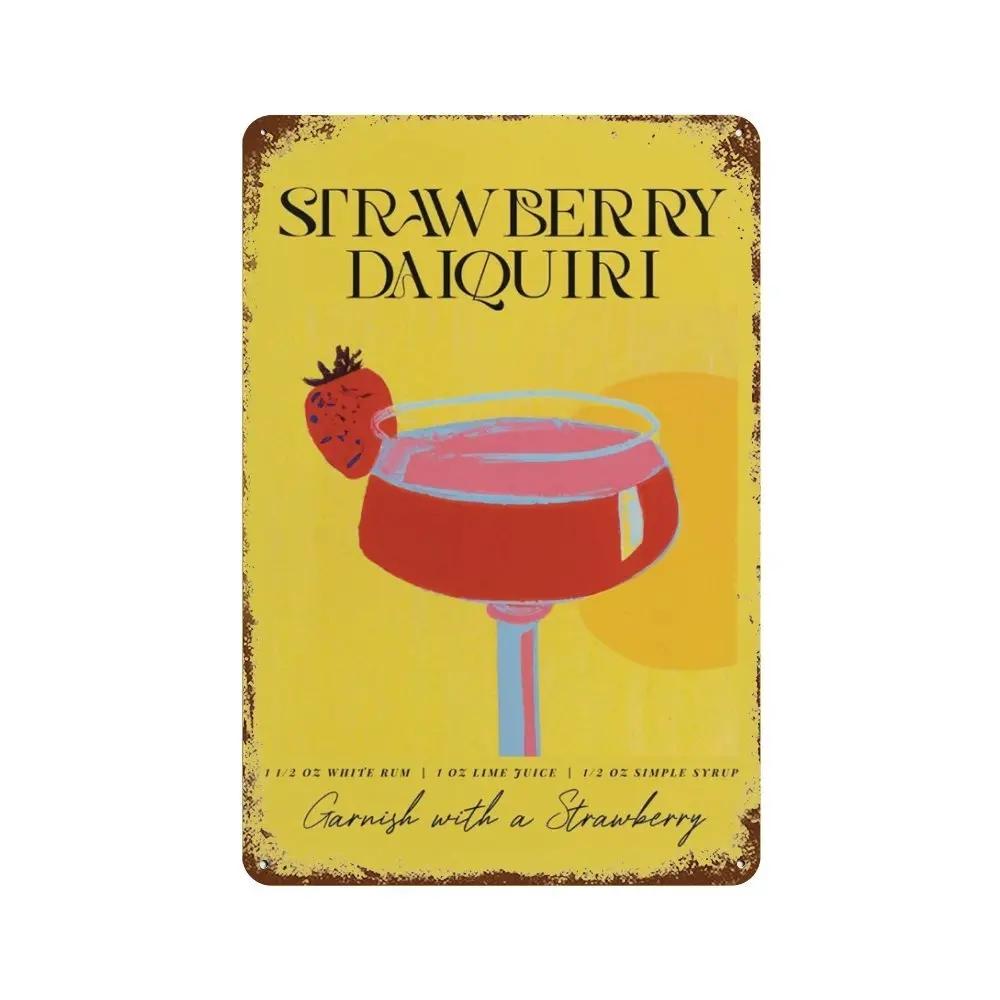 Vintage Fruit Juice Metal Tin Sign Mojito Aperol Spritz Posters and Sangria Drink Negroni Plaque for Club Bar Shop Home Decor