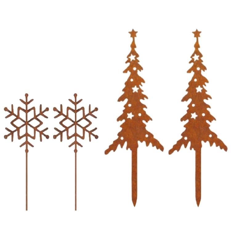Metal Deer Christmas Garden Stake Rust Deer Yard Stakes Outdoor Yard Lawn Ornaments Holiday Stake Christmas