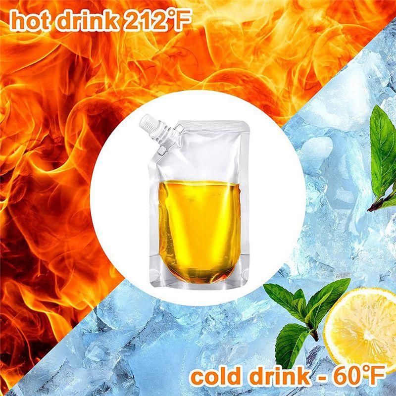 A84X-100Pcs Portable Transparent Plastic Spout Pouch Plastic Pouch For Liquid Drink Pouch Sealed Packaging Bag