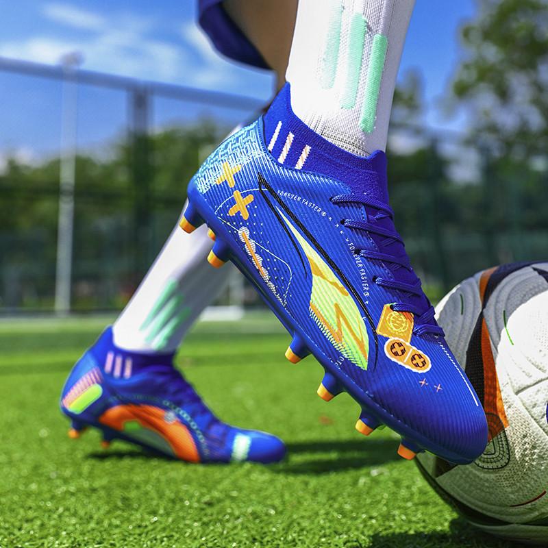 Pomarańczowe Męskie Buty Piłkarskie na Boisko Wysoka Jakość FG/TF Męskie Trampki Futsalowe Meczowe Unisex Treningowe Buty Piłkarskie chuteira futsal