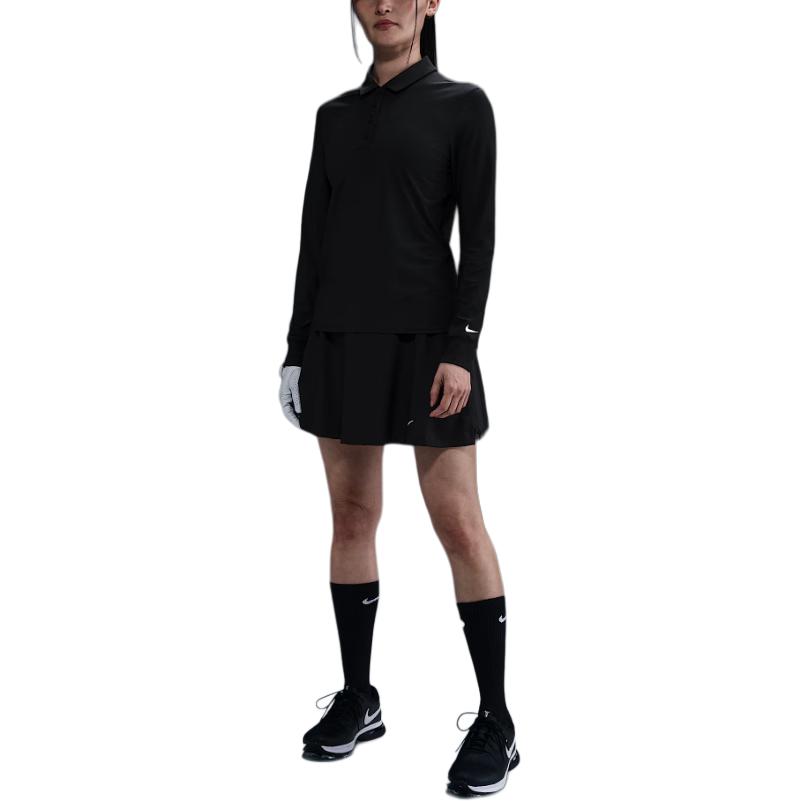 Nike Logo Quick-Dry Long Sleeve Polo Shirt Women tops FQ1571-010