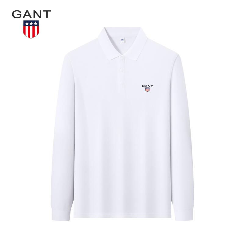 Polo Manches Longues Printemps Automne GANT Broderie Classique Uni Revers Chemise Automne Décontracté d'Affaires T-shirt