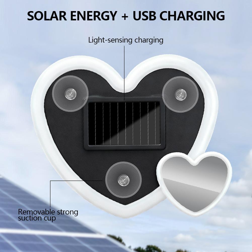 Easy Installation Dual Heart Shape Wireless Car LED Heart Light Suction Cup Solar Powered Soft Illumination Car Neon Light