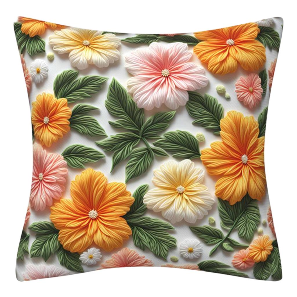 Imitation Embroidery 3D Flower Pillowcase For Spring And Summer, Fashionable And Sofa Cushion Cover