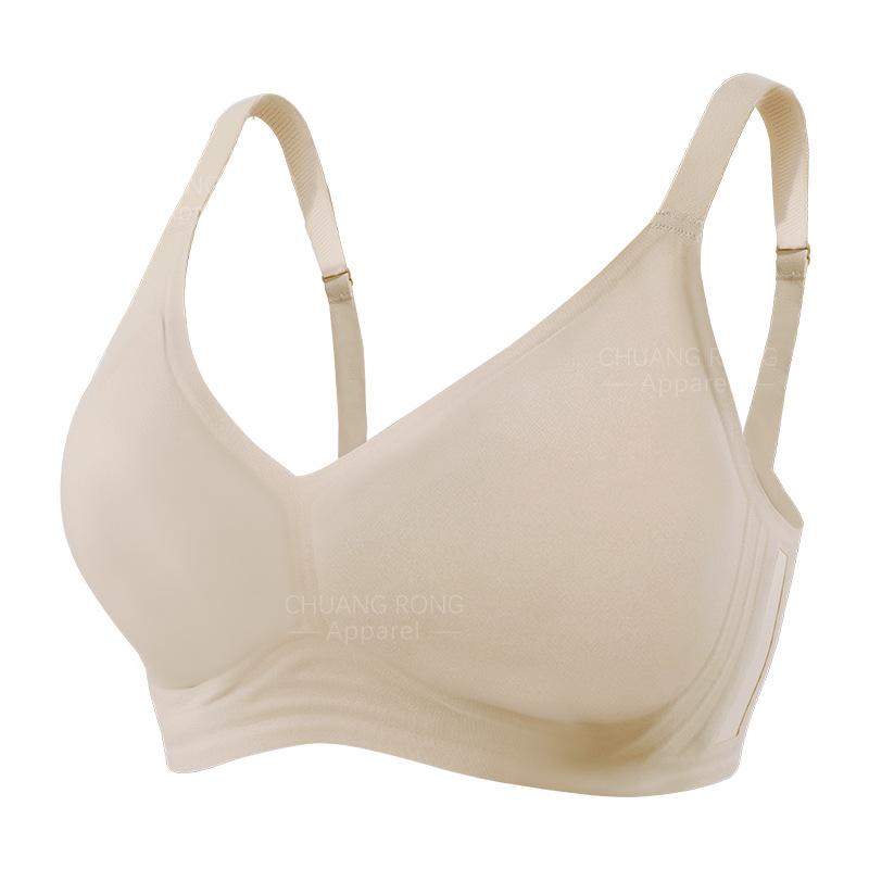 

Traceless soft support underwear women s v-neck top support thin mesh stitching comfortable large size jelly glue bra S
