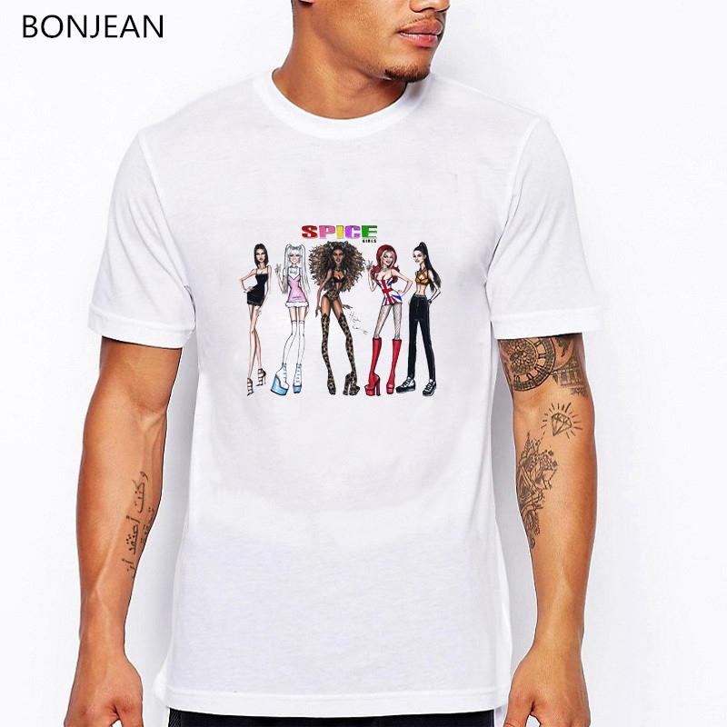 Summer 2024 Spice Girls T Shirt Men Harajuku Shirt Hip Hop Tee Shirt Homme Graphic White TShirt Camisetas Hombre Streetwear