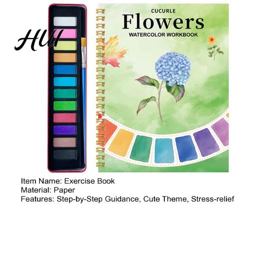 Watercolor Painting Book for Beginners Workbook Step-by-Step Guide Paint Stress-relief Coloring Set Nature-inspired Water Charming Butterfly Drawing