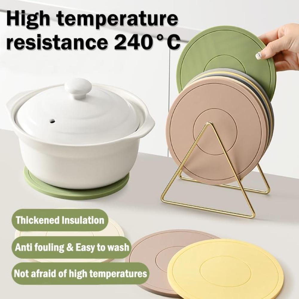 Silicone High Temperature Resistant Thickened Coaster Round Microwave Silicone Soft Placemat Insulation Pad Kitchen Tools