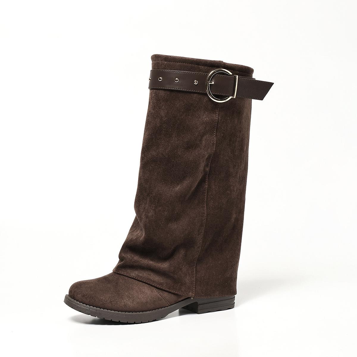 Large Size Supply Suede Stacking Boots