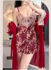 Silk Velvet Deep V Nightwear With Lace Bustier For Women Home Comfort