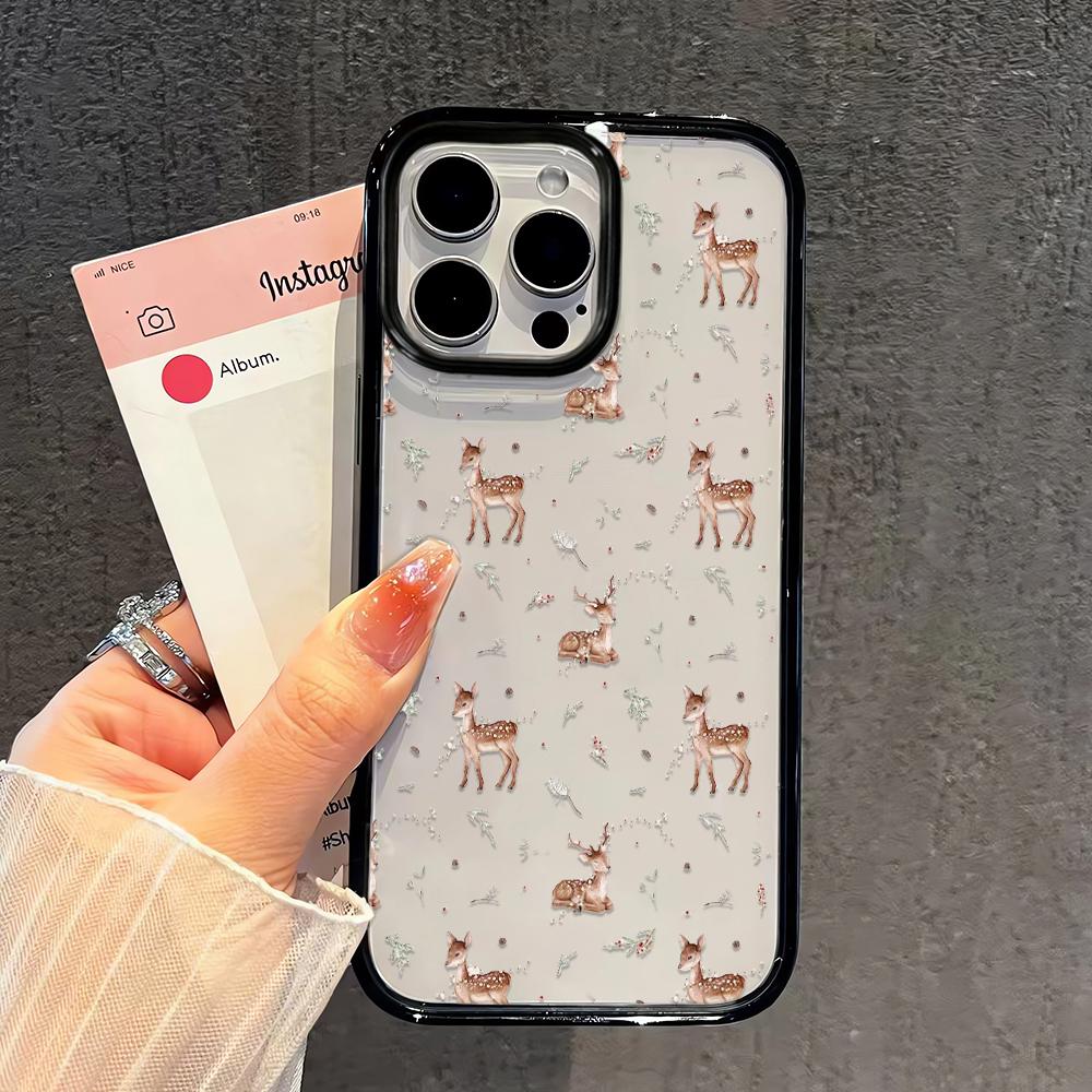 Various Styles Of Deer Phone Case For Iphone 17 16 15 14 13 12 11 Pro Max Transparent Silicone Hard Coque Cover