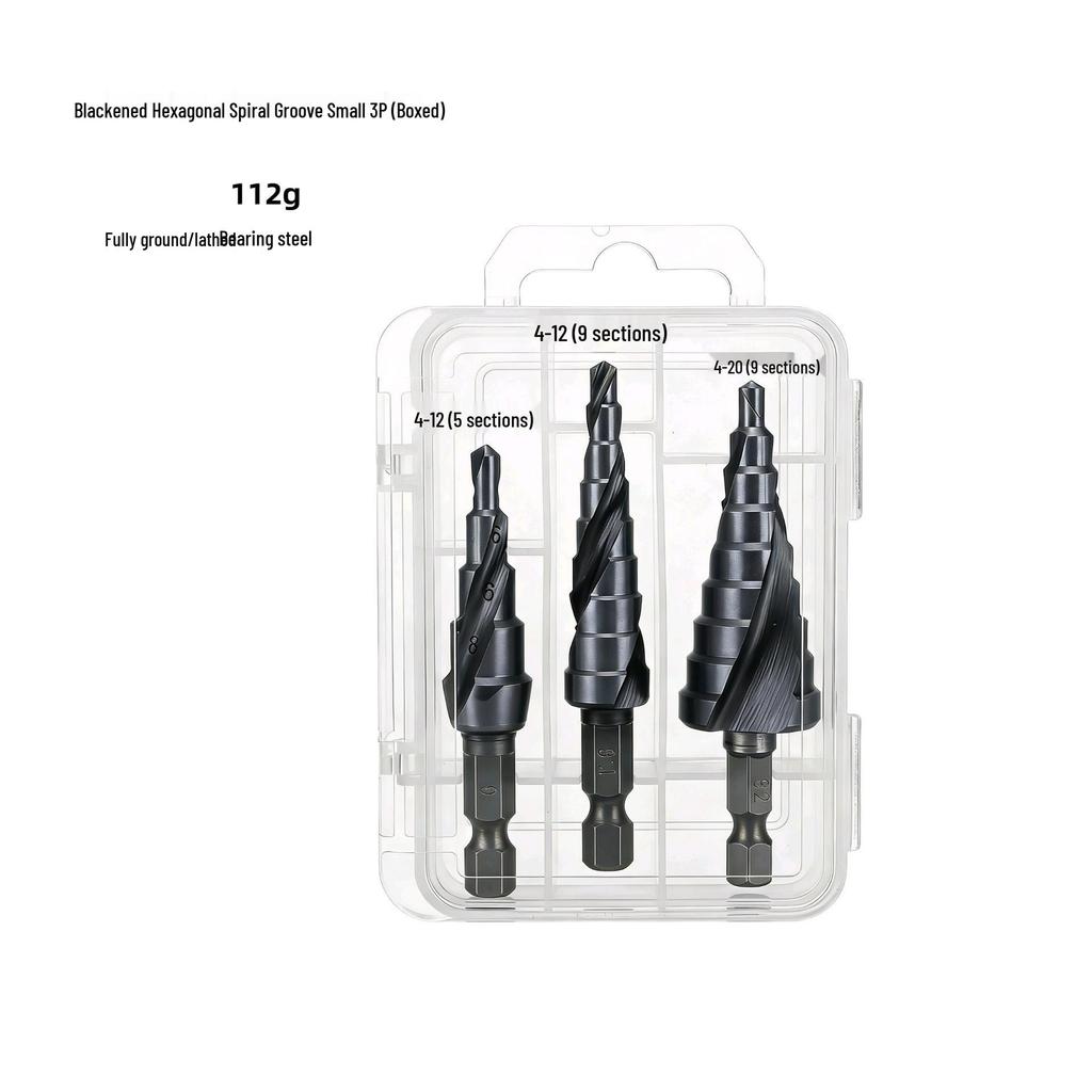 6-Piece Titanium Coated Serrated Step Drill Bit Set - Rustproof, Durable, High-Efficiency Twist Hole Opener.