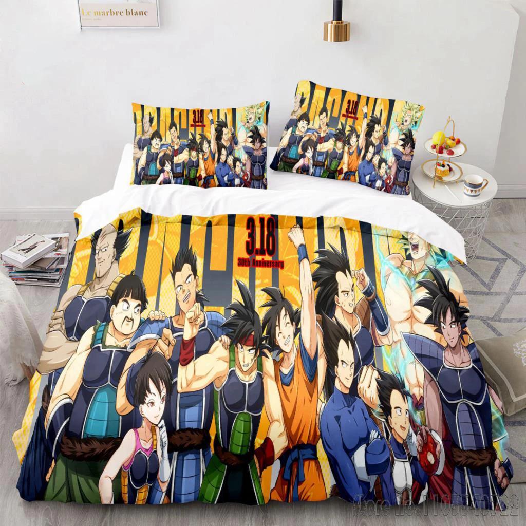 Japanese Anime Dragon Ball Duvet Cover Goku Bedding Sets For Boys Kids Teens Quilt Cover Pillowcases Children Christmas Gift