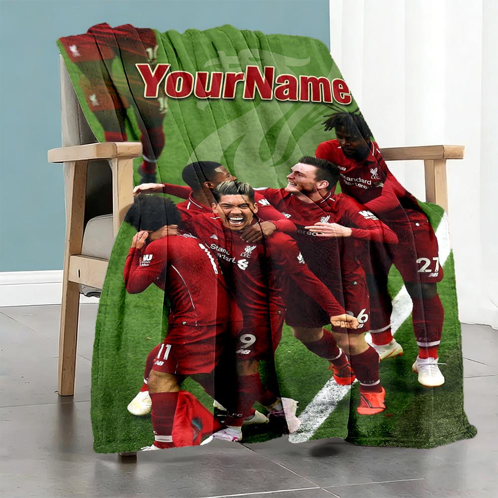 Liverpool Personalized Text Blanket Cozy Customizable Blanket Comfortable for Bed Couch Picnics Sofa All-Season Use Birthday Christmas Gift Blanket