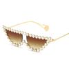 Elegant Retro Cat Eye Sunglasses with Diamond Eyewear Luxury Crystal Shades for Women Men