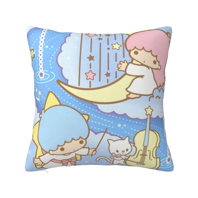 Sanrio Little Twin Stars Anime Cover 45x45cm Soft Lala Cartoon Kiki Cute Throw Pillow for Sofa Square Pillowcase Decoration