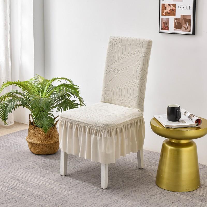 Waterproof Jacquard Chair Cover With Skirt Elastic Solid Color Chair Covers For Home Living Room El