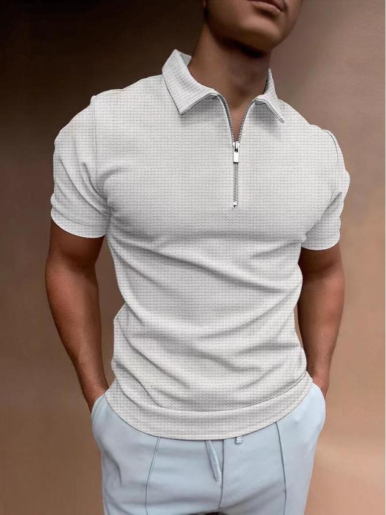 Men's Slim Fit Solid Color Polo Shirt - Short Sleeve, Turn-Down Collar, High-End Summer Tee