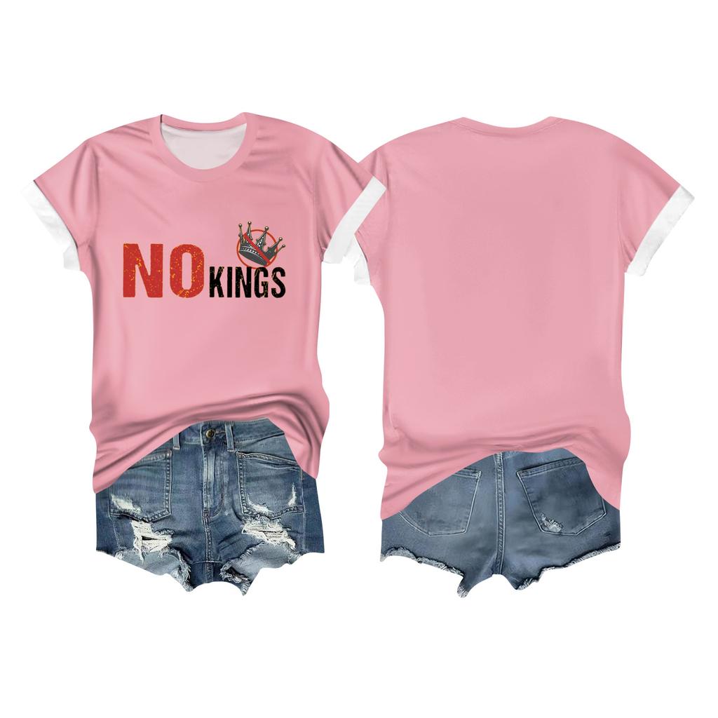 Women's Casual Printed T-shirt Round Neck Pullover Short-sleeved Top