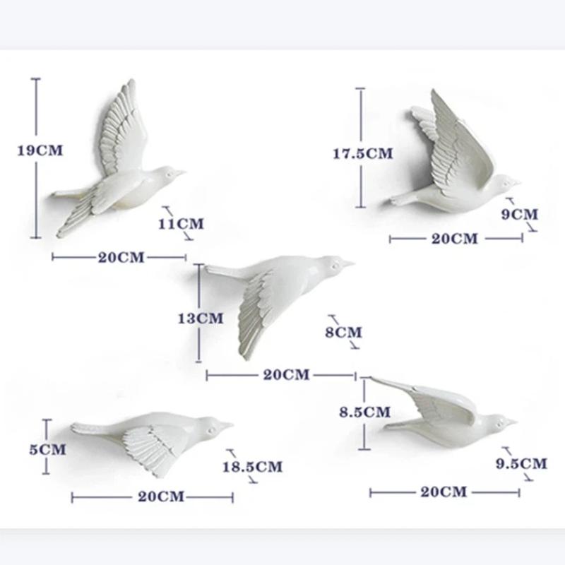 3D Resin Bird Wall Decor, No-Drill Hanging Decorative Birds for Home Wall Art