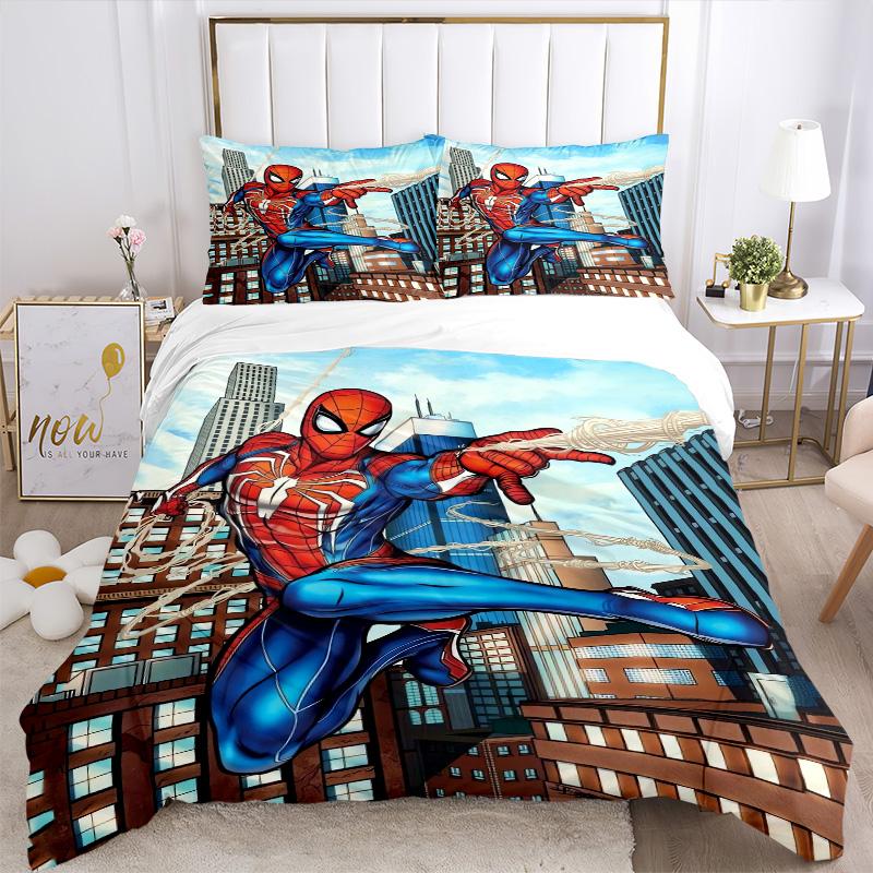 Spiderman Action Print 3Pcs Bedding Setduvet Cover With 2 Bedropillowcase Home Birthday Gift
