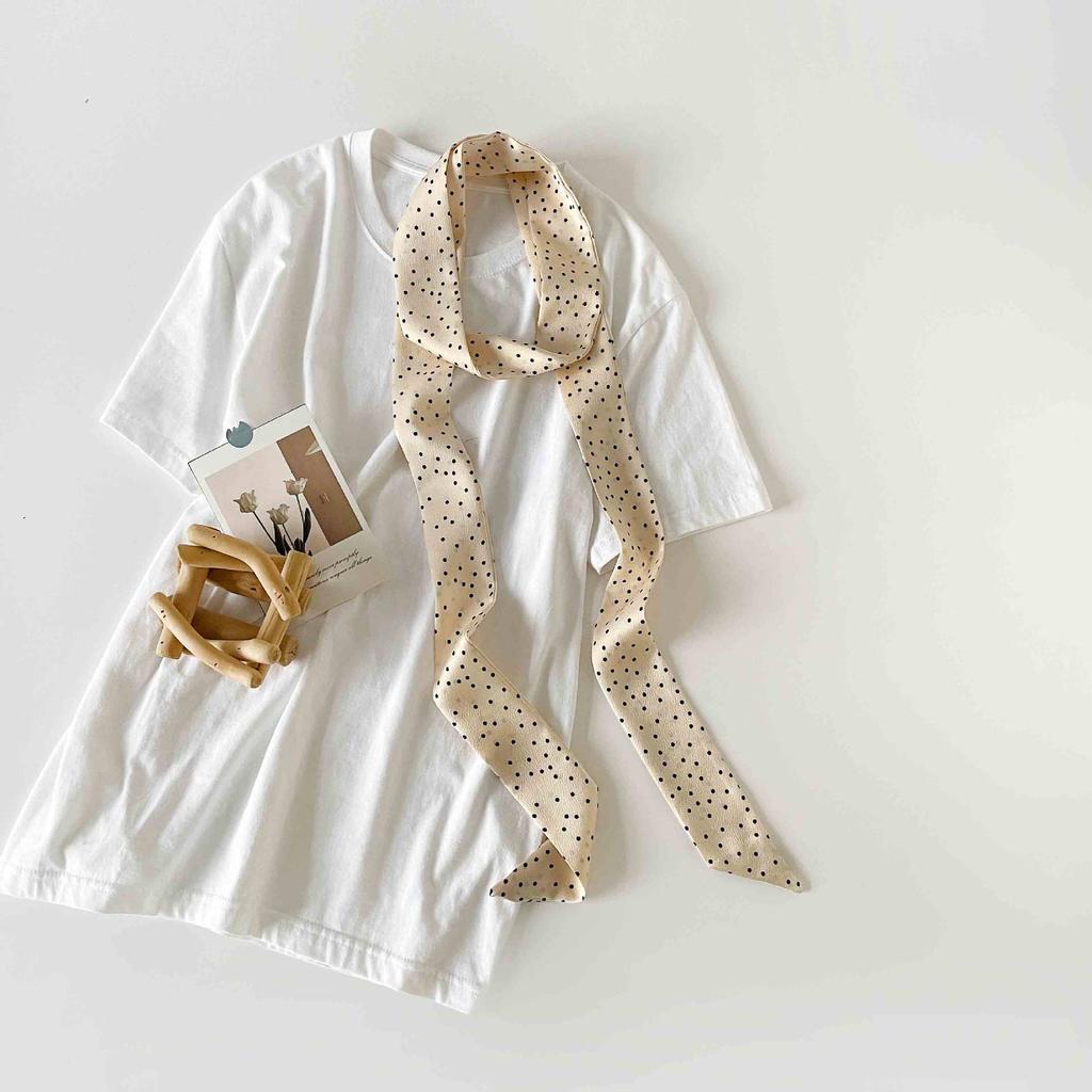 Verlängerter Polka Dot Kleiner Langer Schal, Einfacher Und Vielseitiger Seidenschal Hals, Kleiner Quadratischer Schal, Schlanker Und Schmaler Seidenschal Damen Gebundene Tasche