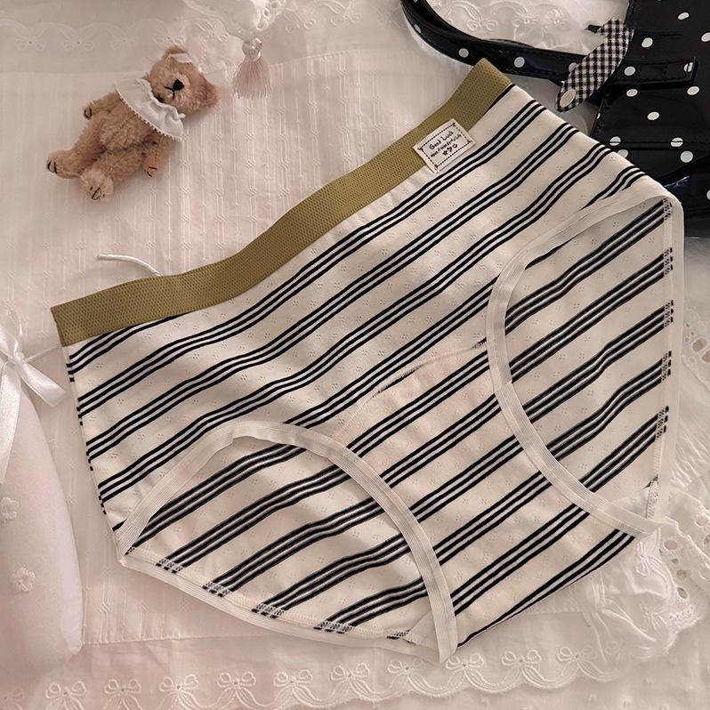 Женские Весенние и Осенние Винтажные Хлопковые Трусы-Слипы с Удлиненной Промежностью, Антибактериальные, Средняя Посадка, Треугольные M