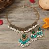 Bohemian Crystal Gemstone Tassel Necklace & Earring Set - European Ethnic Style